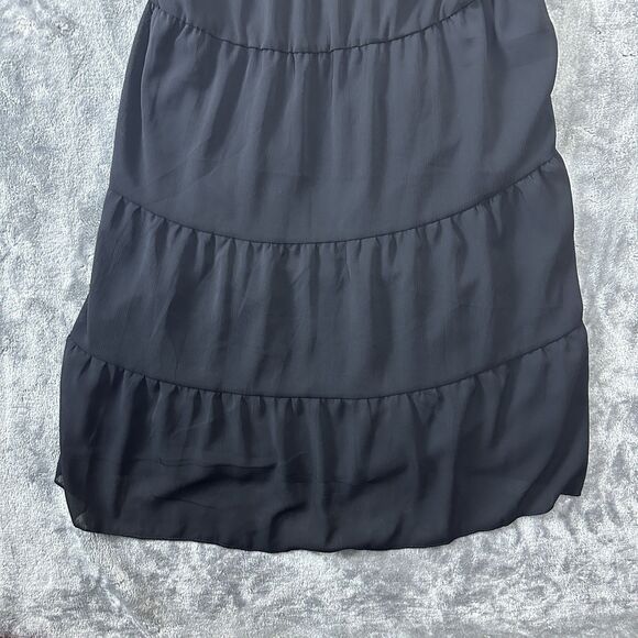 Kirundo Black Sleeveless Tiered Mini Dress High Neck Bow Back Womens Size M - Picture 4 of 9